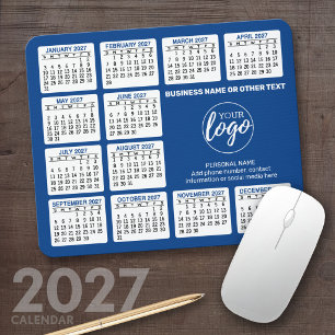 2024 Calendar - add logo, Contact Information Blue Mousepad