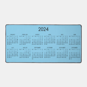 2024 Calendar Baby Blue Color Hintergrund Schreibtischunterlage