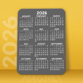 2024 Calendar - Basic Grey Mini Calendar Magnet