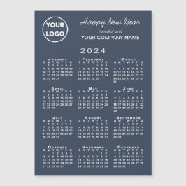 2024 Calendar Business Logo Navy Holiday Magnet