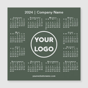 2024 Calendar Company Logo auf Forest Green Magnet
