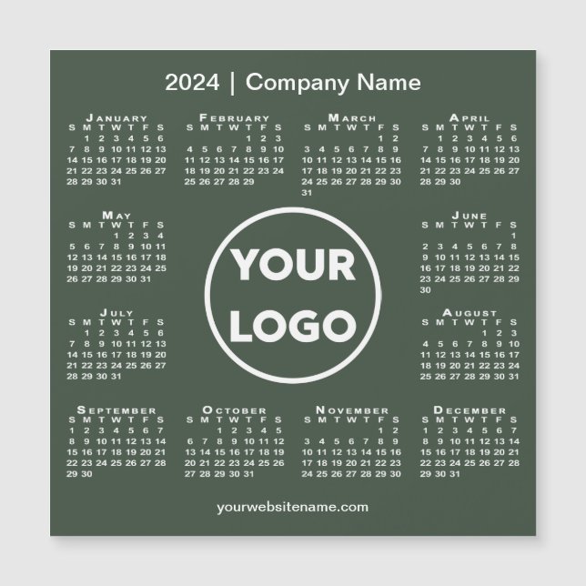 2024 Calendar Company Logo auf Forest Green Magnet (Vorderseite)