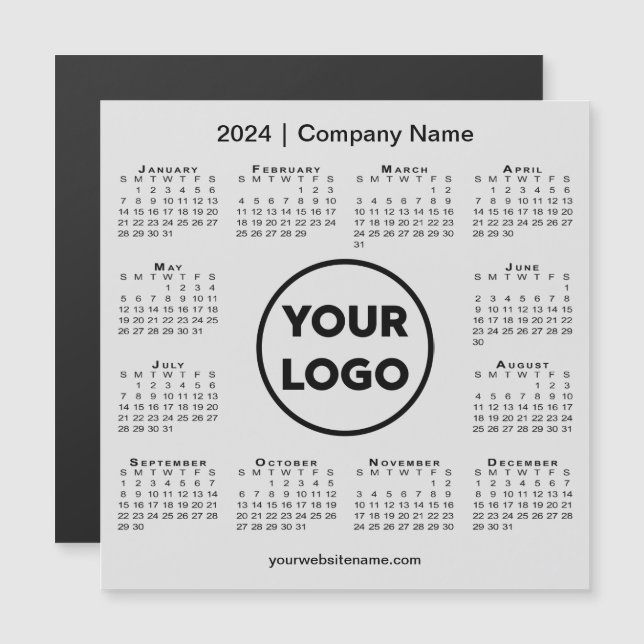 2024 Calendar Company Logo auf Light Gray Magnet (Vorne/Hinten)