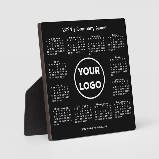 2024 Calendar Company Logo Black Business Fotoplatte (Vorderseite)