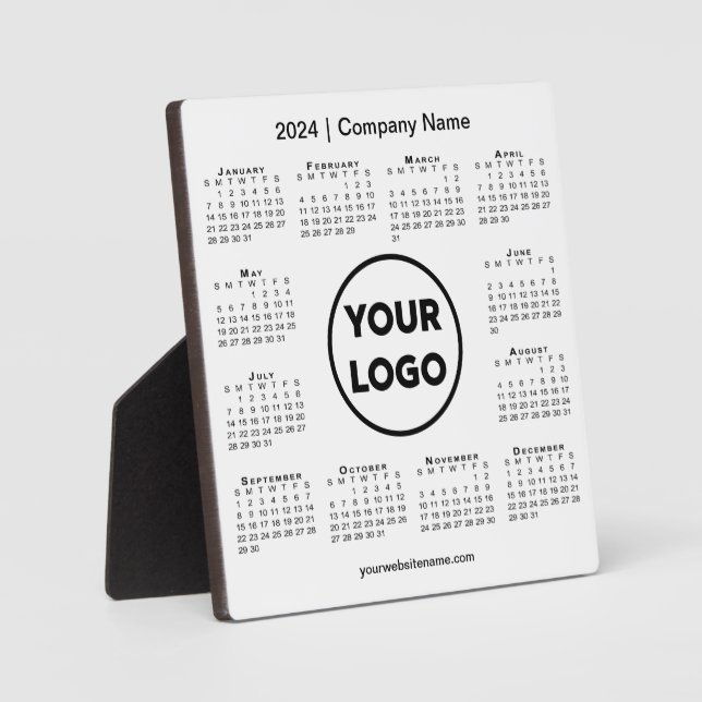 2024 Calendar Company Logo Business Desktop Fotoplatte (Vorderseite)