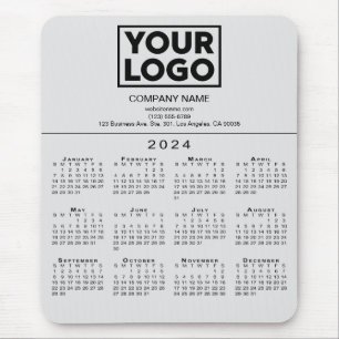 2024 Calendar Company Logo und Text auf Grau Mousepad