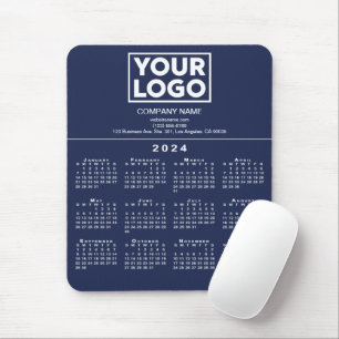 2024 Calendar Company Logo und Text auf Navy Blue Mousepad