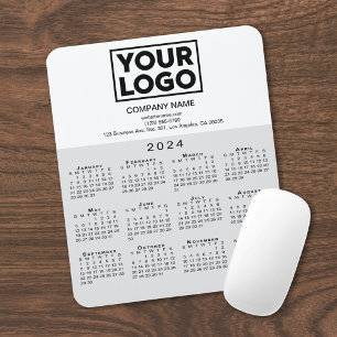 2024 Calendar Company Logo und Text grau weiß Mousepad