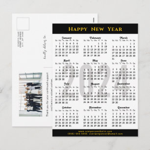 2024 Calendar Modernes Black Gold Business Foto Feiertagspostkarte