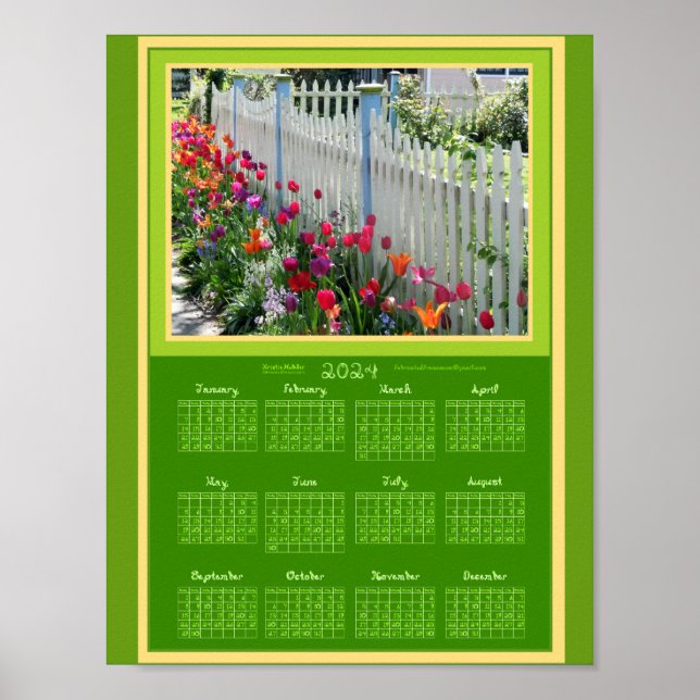 2024 Calendar Tulips Garden Foto Printable oder Poster (Vorne)