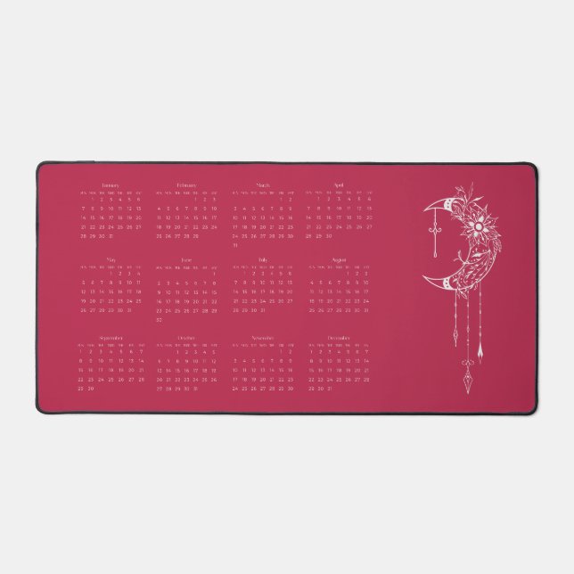 2024 Calendar Volljähriges Boho Dusty Rose Schreib Schreibtischunterlage (Vorderseite)