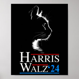 2024 Cat Election Kamala Harris Tim Walz 202 Poster