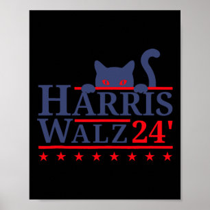 2024 Cat Election Kamala Harris Tim Walz 202 Poster
