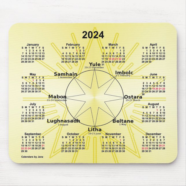 2024 Celtic Wheel of the Year Calendar von Janz Mousepad (Vorne)