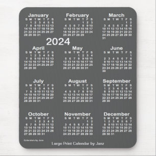 2024 Charcoal Large Print Calendar by Janz Mousepad