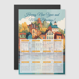 2024 Charmantes Dorfkalender Magnetkarte