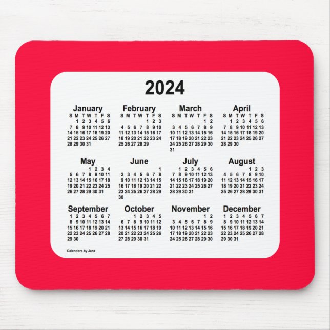 2024 Cherry Red Calendar von Janz Mouse Pad Mousepad (Vorne)