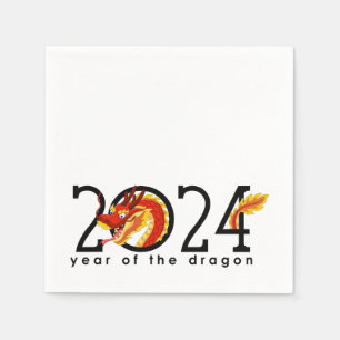 2024 Chinesischer Neujahrsdrache Cartoon Napkins Serviette