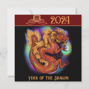 2024 Chinesisches Zodiaka Jahr des Drachen Neue Ja Einladung