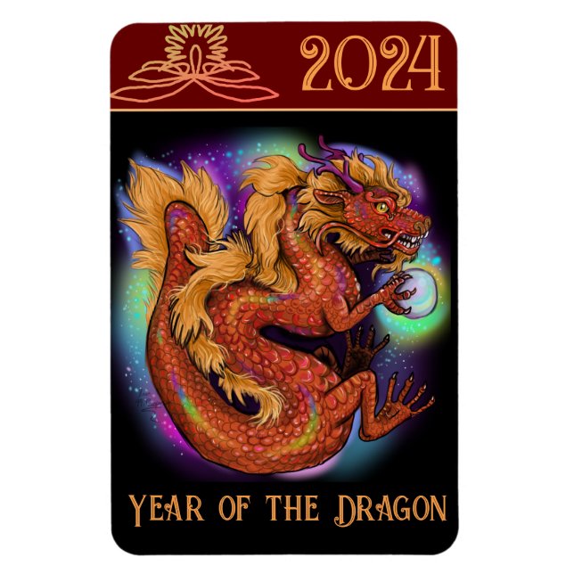 2024 Chinesisches Zodiaka Jahr des Drachen Neue Ja Magnet (Vertikal)