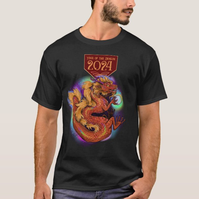 2024 Chinesisches Zodiaka Jahr des Drachen Neue Ja T-Shirt (Vorderseite)