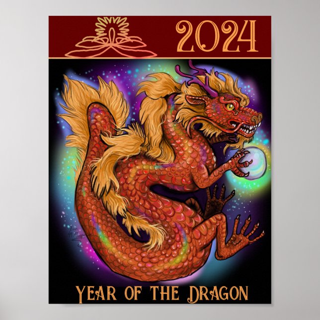 2024 Chinesisches Zodiaka-Jahr des Drachen Poster (Vorne)