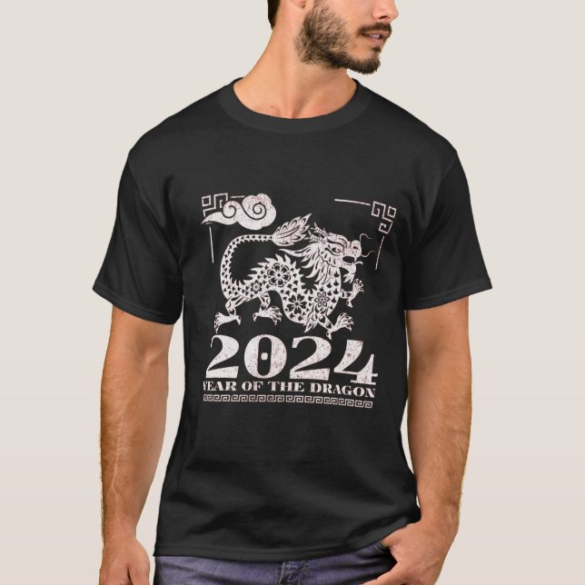 2024 Chinesisches Zodiaka-Jahr des Drachen T-Shirt (Vorderseite)