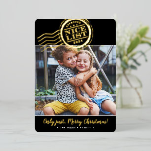 2024 CHRISTMAS FOTO niedlich Nice List Briefmarke  Folien Feiertagskarte
