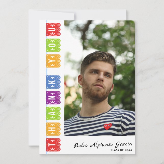 2024 Colorful Mexican Fiesta Graduation Party Dankeskarte (Vorderseite)