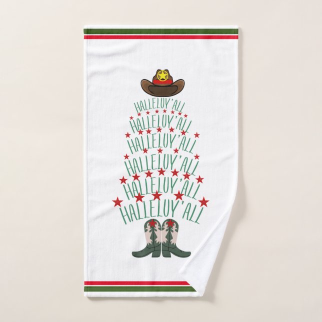 2024 Cowboy Christmas Tree Gast Handtuch (Handtuch)