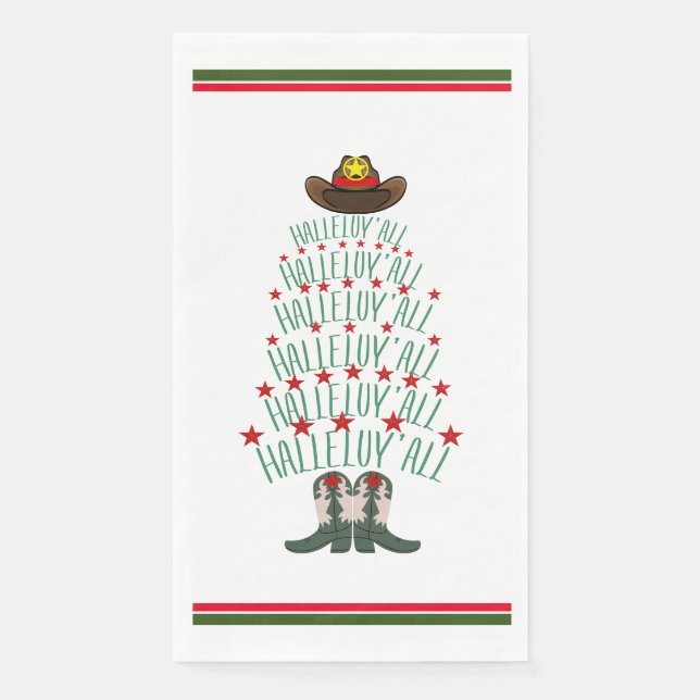 2024 Cowboy Christmas Tree Gast Serviette (Vorderseite)