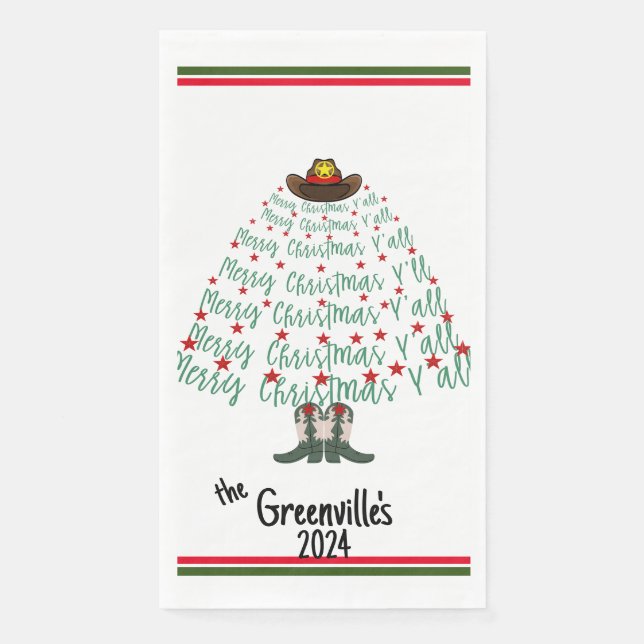 2024 Cowboy Weihnachtsbaum Serviette (Vorderseite)