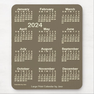2024 Dark Sepia Large Print Calendar by Janz Mousepad