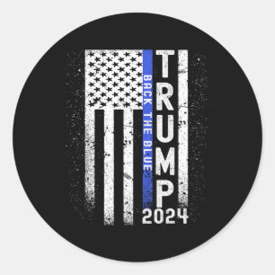 2024 Die Blaue Amerikanische Fahne, Blaue Linie 4 Runder Aufkleber
