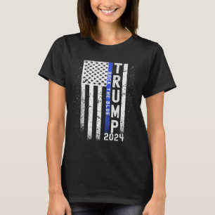 2024 Die Blaue Amerikanische Fahne, Blaue Linie 4 T-Shirt