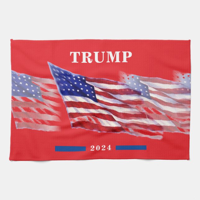 2024 Donald Trump - Amerikanische Flagge Geschirrtuch (Horizontal)