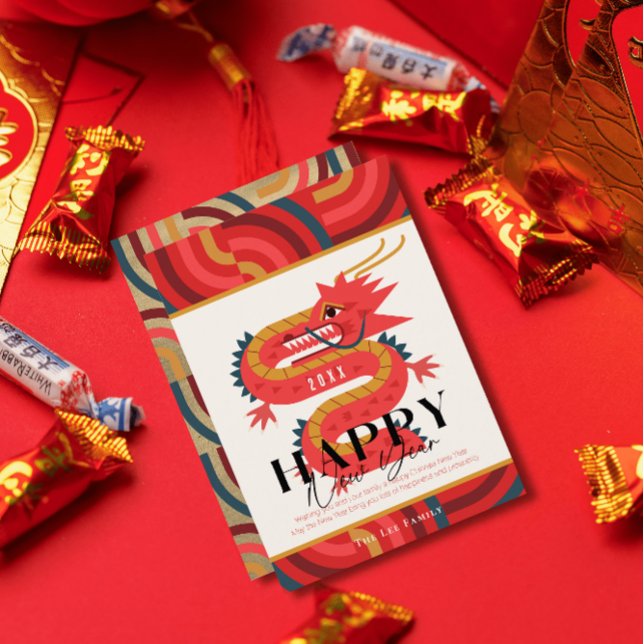 2024 Dragon Red Chinese New Year Holiday Card Einladung (Von Creator hochgeladen)