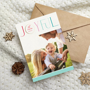 2024 FAMILY FOTO Modernes, elegantes JOYFUL Pastel Feiertagskarte