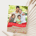 2024 FAMILY PHOTO cute confetti merry everything Feiertagskarte<br><div class="desc">by kat massard >>> kat@simplysweetPAPERIE.com <<< *** NOTE - THE SHINY GOLD EFFECT AND KRAFT LOOK ARE A PRINTED PICTURE Send and extra special message with style and pizzazz this year... Personalized with your details & photos my modern holiday products are sure to stand out from the flurry of greetings...</div>
