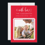 2024 FAMILY PHOTO cute elegant scallop frame red Feiertagskarte<br><div class="desc">by kat massard >>> WWW.SIMPLYSWEETPAPERIE.COM <<<
A cute card design featuring "with love" at the top then your names and message,  and plain colour on the backside,  giving you the opportunity to handwrite a personal message. With scallop framed square shaped photo on the front for your favourite photo!</div>