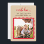 2024 FAMILY PHOTO cute elegant scallop frame sand  Feiertagskarte<br><div class="desc">by kat massard >>> WWW.SIMPLYSWEETPAPERIE.COM <<<
A cute card design featuring "with love" at the top then your names and message,  and plain colour on the backside,  giving you the opportunity to handwrite a personal message. With scallop framed square shaped photo on the front for your favourite photo!</div>