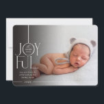 2024 FAMILY PHOTO elegant type modern black fade Feiertagskarte<br><div class="desc">by kat massard >>> WWW.SIMPLYSWEETPAPERIE.COM <<< An elegant card design featuring the quote "JOYFUL" with combined elegant script type with serif typography,  and plain colour on the backside,  giving you the opportunity to handwrite a personal message. With trendy edged square shaped photo on the front for your favourite photo!</div>