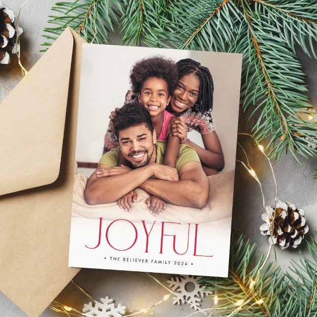 2024 FAMILY PHOTO modern minimalist JOYFUL red Ankündigung (Von Creator hochgeladen)