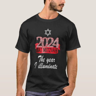 2024 Feierliches schwarzes Dekor Bat Mitzvah Zitat T-Shirt