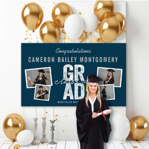 2024 Fett Silver GRAD 4 Foto Graduation Party Banner