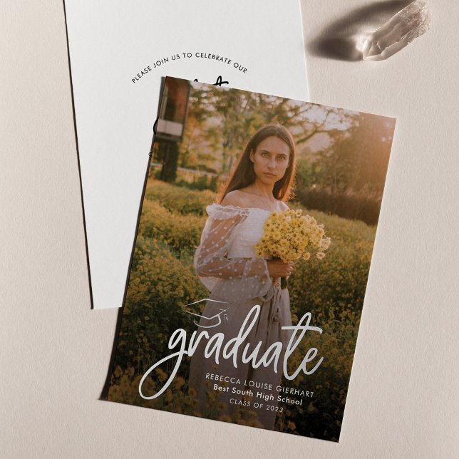 2024 Foto Abschluss Silver Foil Ankündigung (Graduation 2024 Party Invitation Silver Foil Photo Card)
