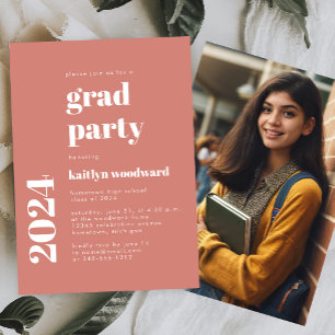 2024 Foto Fett Typografie Terracotta Grad Party Einladung