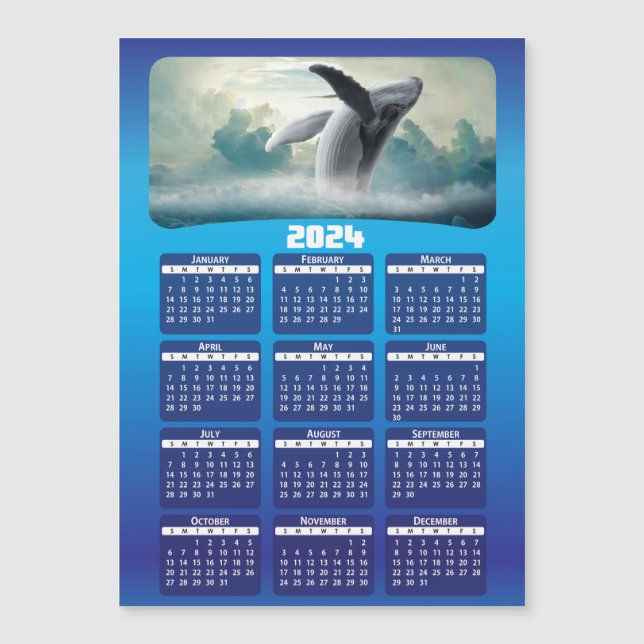 2024 - Foto hinzufügen - Magnet-Kalender für blaue Magnetkarte (Vorderseite)
