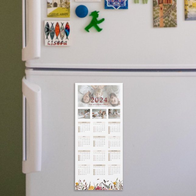 2024 Foto-Kalender für wild lebende Blume Magnetka Magnetkarte (2024 Wild Flower Photo Calendar Magnetic Card)