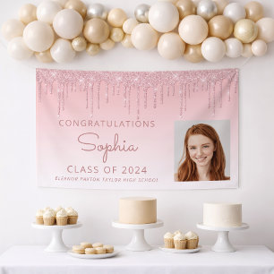 2024 Foto Rosa Glitzer Tropfen Abschluss Banner